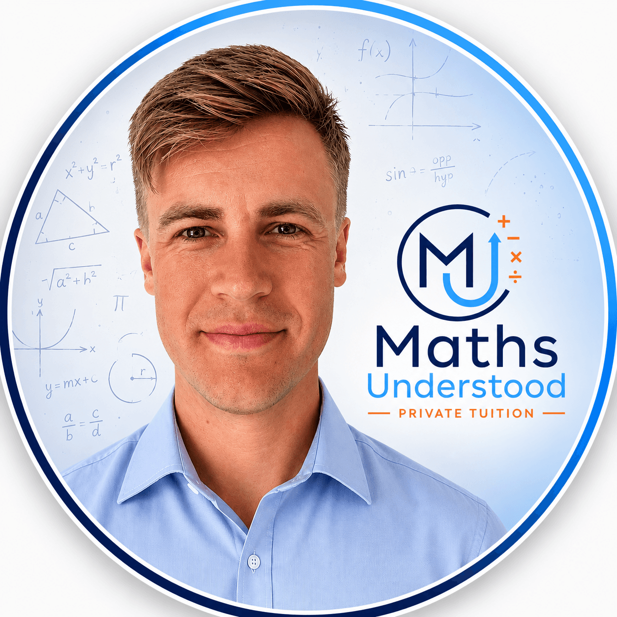 Maths Understood Private Tuition logo and tutor portrait